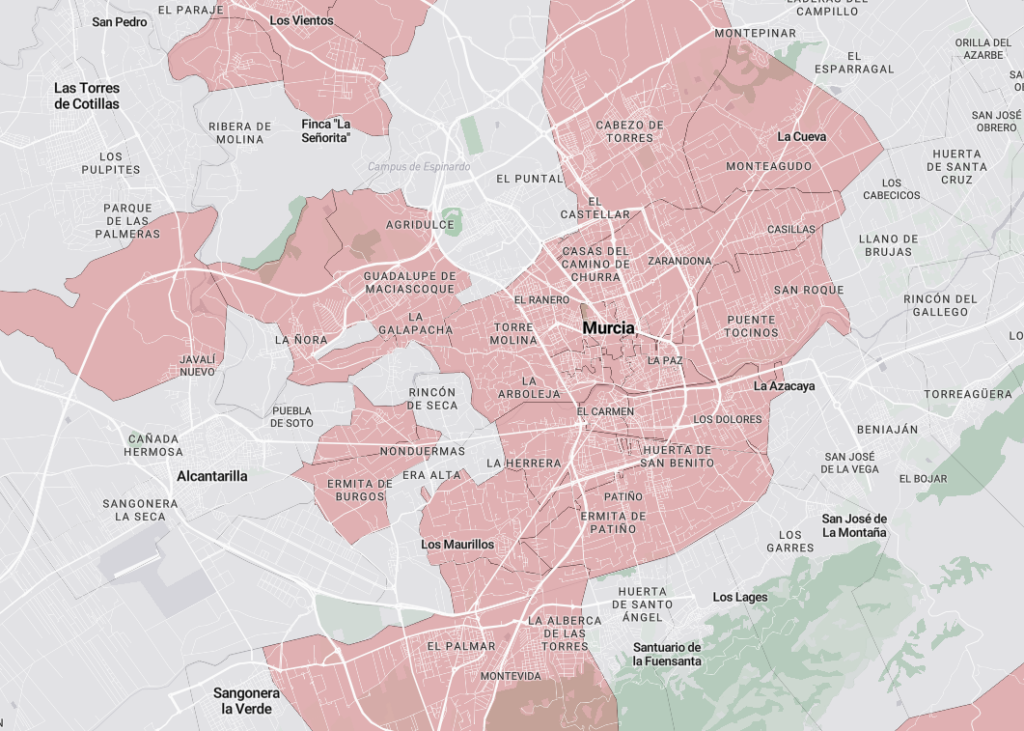 Zonas Tensionadas en Murcia Ciudad